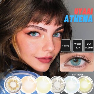 uyaai 2 pzs (1 par) lentes de contacto de color anual sin receta serie athena lentes de contacto para ojos color azul