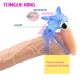 (we) gran lengua masculina tiempo delay eyaculación vibrador polla anillo pene bloqueo juguete sexual