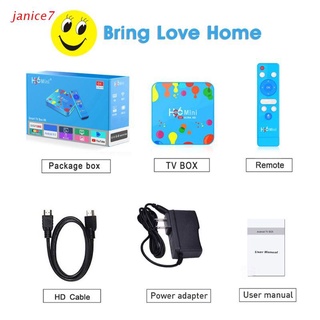 janice7 1set 4gb 32/128gb h96 mini para android 9.0 smart tv box h6 quad core 6k wifi hd player set top box