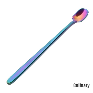 [culinario] 1 cuchara de café de mango largo de acero inoxidable coloridas cucharas de hielo (4)