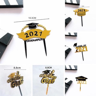2021 acrílico Cupcake exquisito pastel Topper insertar tarjeta fiesta tema decoración para graduación U3T9 (6)