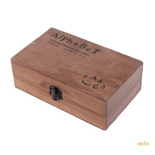 defin 70pcs vintage diy número alfabeto letras madera goma sellos conjunto con caja de madera