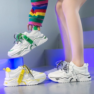 Daddy Shoes 2021 Otoño Nuevo Estilo Zapatos Mujeres Estudiantes Versión Coreana Todo-Partido Suela Gruesa Malla Delgada Transpirable Blancos Zapatillas De Deporte