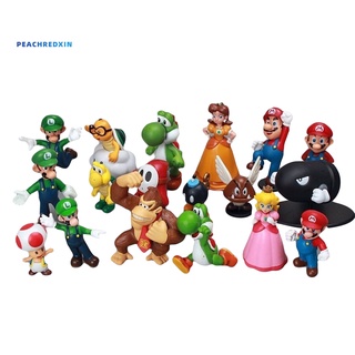 18 unids/Set Mini Super Mario Bros Luigi PVC muñeca juguete figuras regalos suministros de fiesta