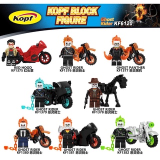 KF6120 KF1375 capucha roja Ghost Rider Panther Compatible con Legoing Minifigures Marvel vengadores educación bebé bloques de construcción juguetes para niños