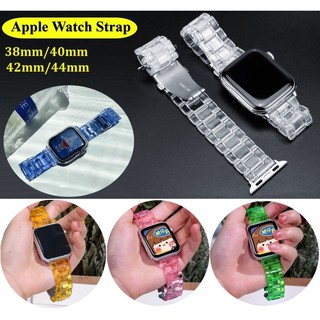 New color Apple Watch Strap Apple Watch 45mm 41mm 42mm 44mm 38mm 40mm Apple watch Series 7 6 5 4 3 2, Apple Watch SE Strap iwatch Straps applewatch Series 1/2/3/4/5/6/7 Strap colorful transparent band