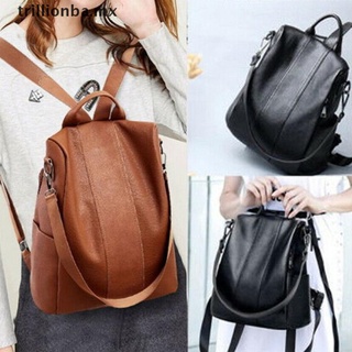 TRIL Womens Leather Backpack Anti-Theft Rucksack Handbag School Travel Shoulder Bag .