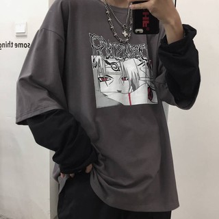 Otoño De Los Hombres Anime Naruto Falso De Dos Piezas De Manga Larga t-Shirt Masculino Estudiante Versión Coreana Suelta Haraj