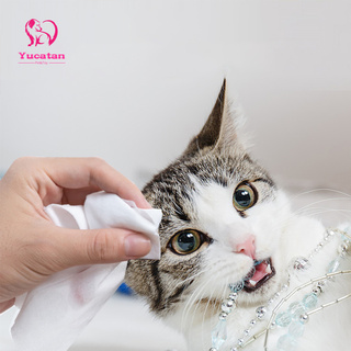 {Tan} 80 toallitas húmedas desechables removedor de manchas de lágrima no tejida tela mascota limpieza de uñas de tejido para gato (3)