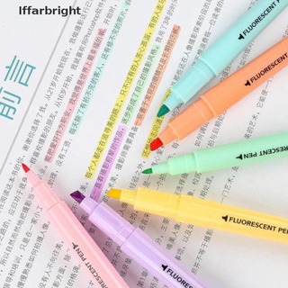 [Iffarbright] 6pcs Candy Color Double Head Highlighter Pen Stationery Marker Office School Set .
