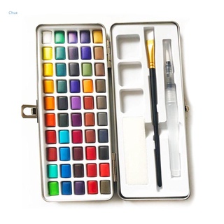 Chua 50 Colores Sólido Acuarela Pintura Pigmento Conjunto Portátil Caja De Metal Para Principiantes Dibujo Arte Suministros