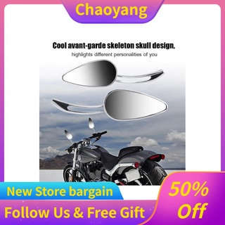 Chaoy - espejo Universal para motocicleta (1 par, esqueleto, cráneo)