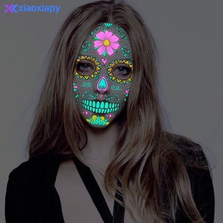 cod day of the dead face tatuajes - halloween tatuajes temporales cara pegatina kit luminoso esqueleto azúcar cráneo falso tatuaje para halloween maquillaje en la cara cuerpo hombres mujeres xiao