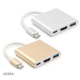 Utake 3 en 1 USB Type-C a HDMI compatible con USB convertidor adaptador 4K Hub para
