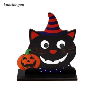 k.mx calabaza gato negro halloween madera escritorio adornos decoración creativa para el hogar festival interior fiesta decoración de escritorio