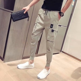 Mono De Los Hombres Slim-Fit Leggings Pantalones De Moda Casual Calle Desgaste Tobillo Longitud