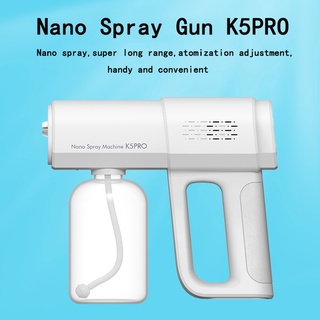 2021 K5PRO Nuevo 380ML Inalámbrico Nano Luz Azul Vapor Spray Desinfección Pistola USB Carga Aurora (2)