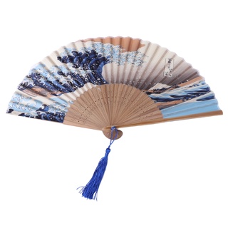 doris* - abanicos plegables de seda de bambú de mano, diseño de onda vintage, regalos para niñas y mujeres