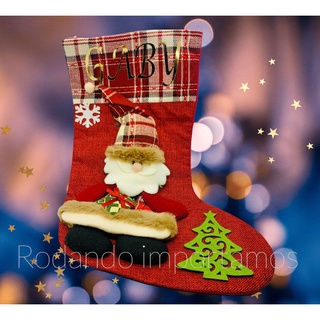 Bota navideña personalizada con nombre hermoso adorno santa claus muñeco de nieve reno (2)