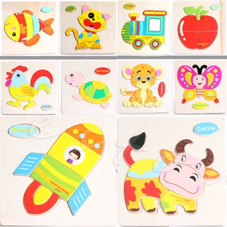 lala bloques de madera animales fruta niño niños juguete educativo rompecabezas de dibujos animados para bebé