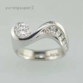 anillo de circonita simple wave flash diamante joyería regalo para mujer