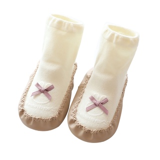 WALKERS rin niño recién nacido bebé zapatillas de piso calcetines con puños de dibujos animados oso bebé niños niñas caliente cuero sintético antideslizante hosiery tubo corto calzado primeros caminantes zapatos (5)