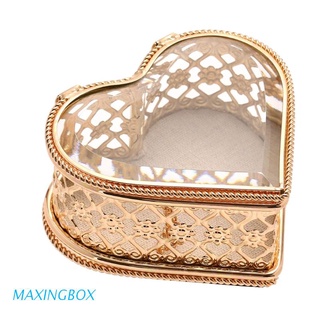 MAXIN caja de almacenamiento de joyas de cristal en forma de corazón anillo collar tocador maquillaje o