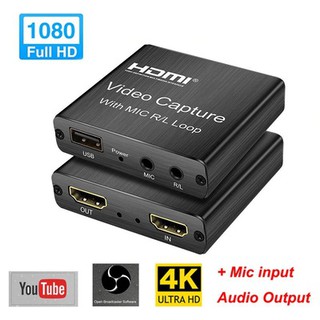 Capturadora de Video Tarjeta de Captura USB 2.0 Full HD 1080p HDMI Video Capture con Entrada de Micrófono de 3.5 mm y Salida de Audio Audio y Vídeo para Windows / Linux / OS X Grabación de Enseñanza Captura de Juegos y Enseñanza en Línea (1)