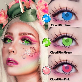 UYAAIOfficial 2Pcs/Pairs Yearly use Colored Contact Lenses Cosplay Beauty Makeup Anime Accessories Blue Green Cloud Rim series