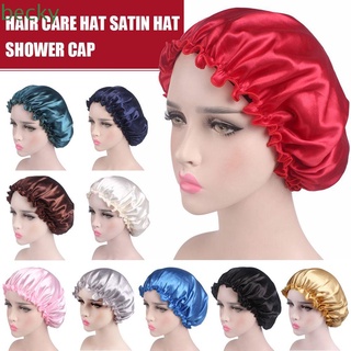 BECKY Comfortable Shower Caps Elastic Hair Cap Sleeping Hat Women Satin Bonnet Silk Nightcap Lady Head Cover Shower Hat/Multicolor