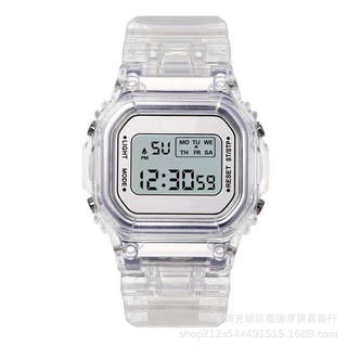 Reloj de estilo simple correa electrónica transparente hombres y mujeres deportes impermeable reloj cuadrado transparente TD3D (8)