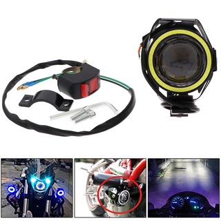 {FCC} 1 juego de faros delanteros de motocicleta U7 Angel Eyes Light LED antiniebla+Kits de interruptor (1)