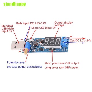 Standhappy DC-DC USB step up/down fuente de alimentación módulo boost convertidor 5V a V/12V