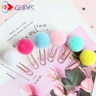 Chink 10 unids/set Color aleatorio nuevo Clips de papel Metal Hairball marcador de felpa bola Pin oro rosa papelería sellado abrazadera