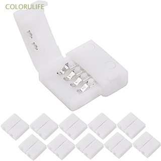 COLORULIFE 10/20/50PCS PBC LED Light Strip Connectors Terminal Extension 4-Pin 5050 RGB Gapless Unwired LED Light Solderless Adapter 10mm (1)