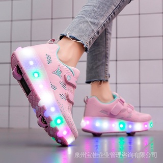 Salida De Fábrica De Dos Ruedas Heelys Niños Recargables LED Zapatos Coloridos Luminosos De Mujer Rueda Patines a