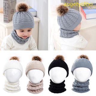 augetyi8bo Knit Beanie Cap for Baby Autumn Warm Kids Girl Boy Ear Hat Scarf for Babies 0-36Month Baby Winter Hat and Neckerchief