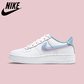 NIke Air Force 1 AF1 blanco azul polvo doble gancho de las mujeres aumento de las zapatillas de deporte zapatos Casual zapatos de Skateboard zapatos de verano nuevo estilo sueño chica (2)