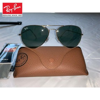 Original Ray(2020)Ban Sunglasses Aviator Rb3025 58Mm L0205 Gold Frame with Green Lenses