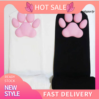 goto-w calcetines suaves 3d gatito pata almohadilla lindo rosa muslo calcetines altos para cosplay
