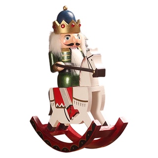 [simhoa] Decorative Wooden Horse Nutcracker Doll Puppets Figures Standing New Year Xmas Holiday Gift