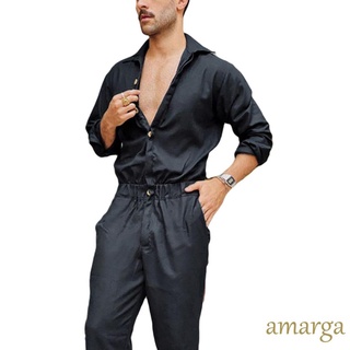 ❀Qx✰Mono de hombre, Color sólido cuello de Turn-Down manga larga pijama mameluco para niños, negro/azul oscuro