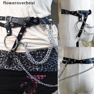 fbmx unisex cuero pu arnés cinturones o anillo de metal cintura cinturón mujeres cadena correa liguero caliente