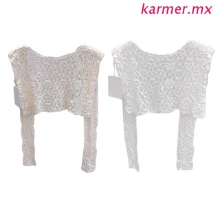 kar1 crochet chal de algodón verano protector solar babero corbata mujer accesorios de ropa