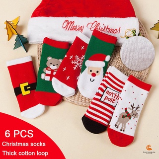 1 par de calcetines de estilo navideño patrón espesar transpirable para niños otoño invierno