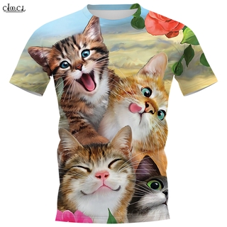 CLOOCL Lindo Gato Mascota Hombres Mujeres Camisetas Impresión 3D Casual Verano Tops