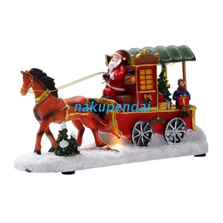 nak vintage decoración nieve navidad escena carro tirado por caballos para interior hogar dormitorio