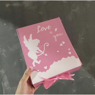 Caja de regalo de san valentín rosa con foto de cupido - caja Semi dura.