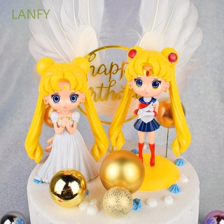 Sailor Moon LANFY lindo figuras de acción de plástico marinero luna figura decoración de tarta adornos juguetes muñecas pastel coleccionable modelo niño regalo bonito soldado marinero luna dibujos animados 11cm Anime colección