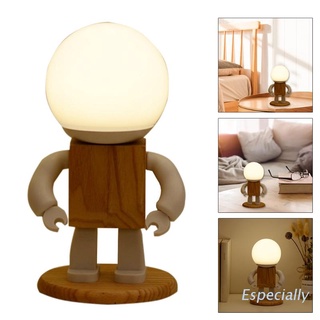 Esp Robot de madera escritorio lámpara de mesa creativa Simple hogar dormitorio escritorio luz de noche